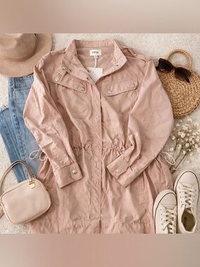 Pistola Liza Utility Shirt Dress Icy Pink Size S NWT Cinch Waist Snap Front